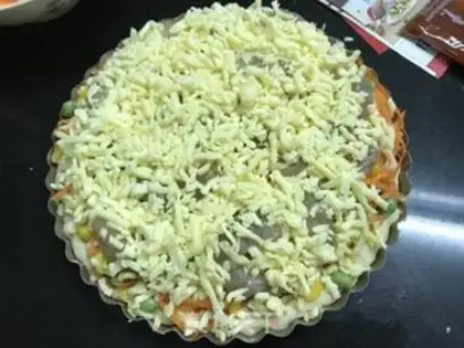 Make Shrimp garden pizza step 10