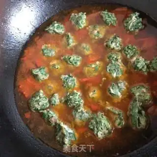Make Tomato gravy meatball spinach noodles step 18