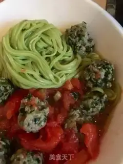 Make Tomato gravy meatball spinach noodles step 24