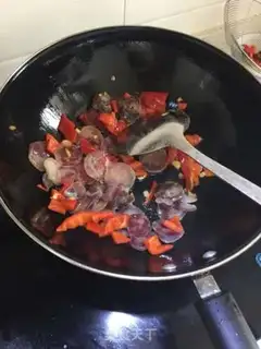 Make Celery fried sausage step 2