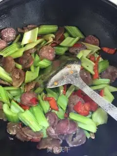 Make Celery fried sausage step 3