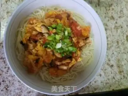 Make Eggplant egg mushroom noodles step 8