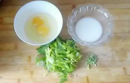Make Celery egg soup step 0