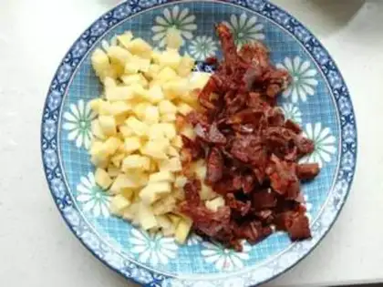 Make Potato sausage fried rice step 1