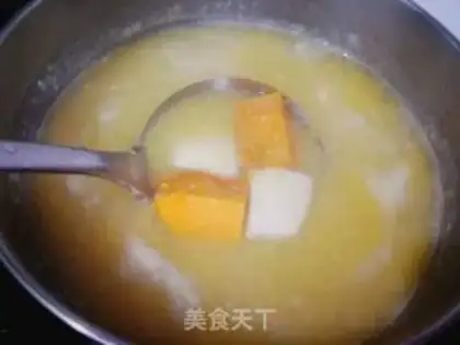 Make Potato pumpkin corn congee step 6