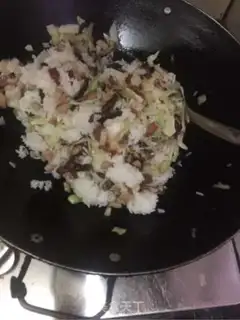 Make Weed sausages, mushrooms, fried rice step 7