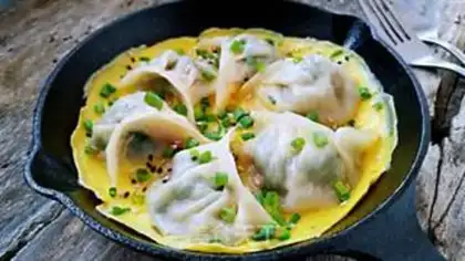 Make Fried eggs and dumplings step 17