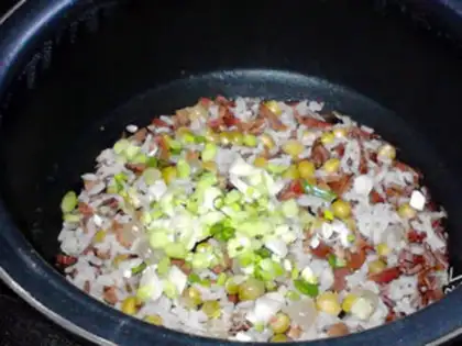 Make Pork pea rice step 7