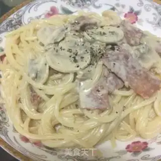 Make Cream mushroom bacon pasta step 5