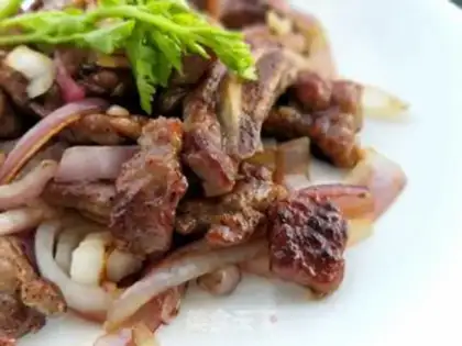 Make Onion fried steak step 7