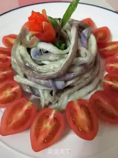 Make A different hand tore the eggplant step 5