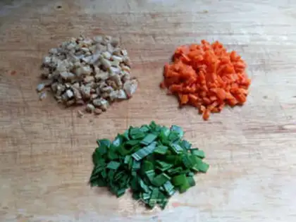 Make Pork egg fried rice step 2