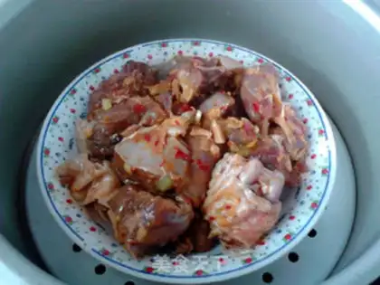 Make Monkey mushroom steam chicken step 12