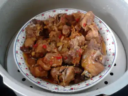 Make Monkey mushroom steam chicken step 14