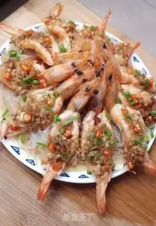 Make Garlic fans steam shrimp step 11