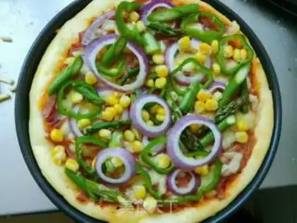 Make Bacon ham and vegetables pizza step 13