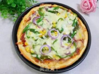 Make Bacon ham and vegetables pizza step 15
