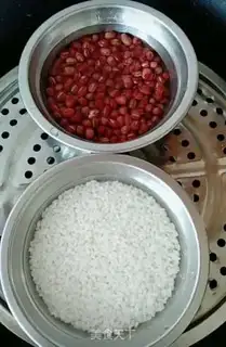 Make The rice date red bean cake step 0