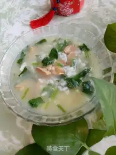 Make Chicken liver spinach congee step 5