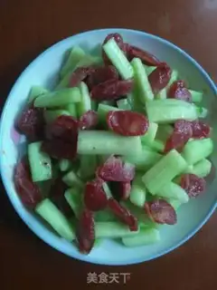 Make A cucumber fried sausage step 4