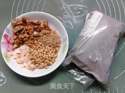 Make Black rice oats, walnuts step 0