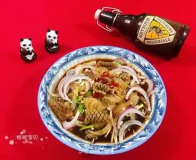 Make Round onion watering fish skin step 8
