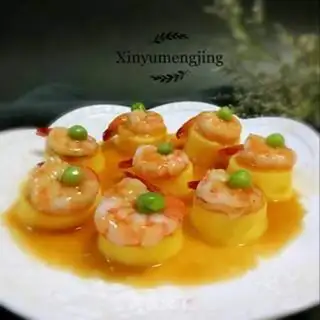 Make Japanese tofu steamed shrimp step 9