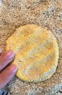 Make Pumpkin sesame rice cake step 7