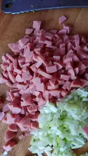 Make Celery ham eggcake step 2