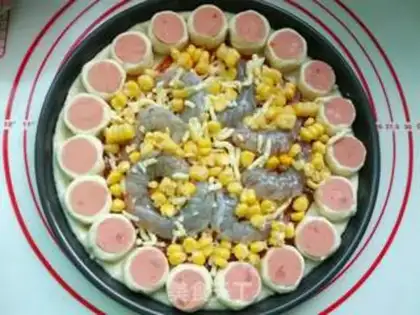 Make Corn shrimp mushroom pizza step 15