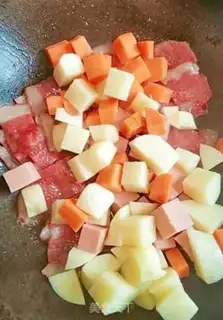 Make Bacon and ham rice step 3