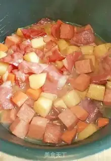 Make Bacon and ham rice step 8