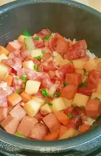 Make Bacon and ham rice step 9