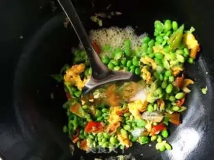 Make Eggs, fried beans step 6