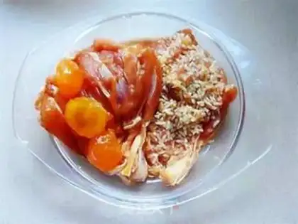 Make A chicken leg bag with salted rice step 2
