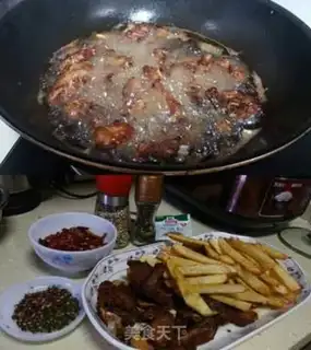Make Dried ribs, fries step 3