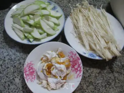 Make ♪ A duck egg and a golden needle mushroom ♪ step 0