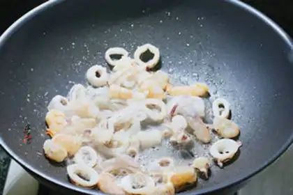 Make Seafood salami to the grand pizza step 6