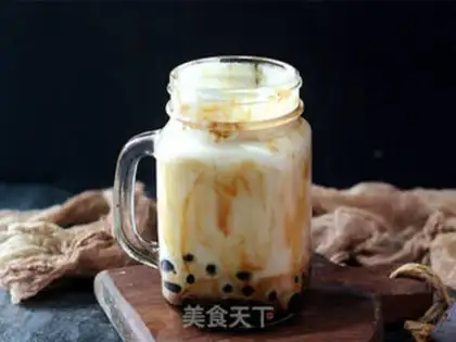 Make Black sugar pearl milk and milk tea step 17