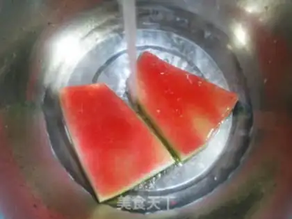 Make Watermelon peeled broccoli step 1