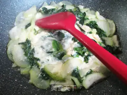 Make ♪ Duck omelet cores boil and bloom ♪ step 7