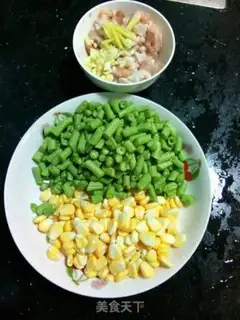 Make Corn bean fried meat step 1