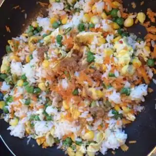 Make Carrot corn fried rice step 7