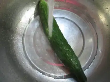 Make A duck egg and cucumber step 1