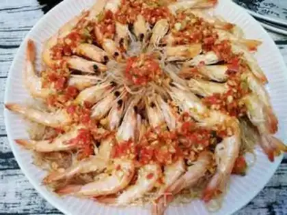 Make Garlic fan steamed shrimp step 5