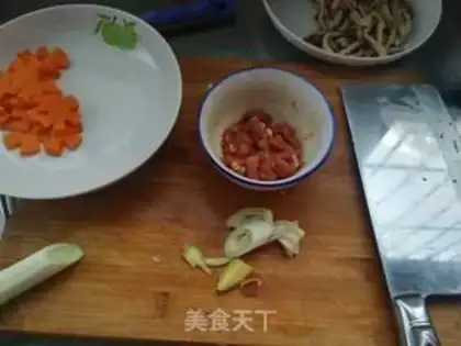 Make Crab mushrooms and fried meat step 2