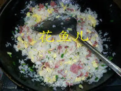 Make Bacon egg fried rice step 7