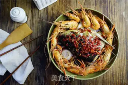 Make Shrimp steamed fish heads step 8