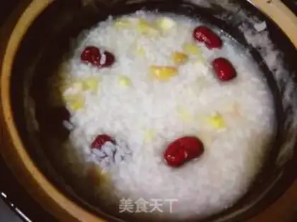 Make Red-treed chestnut rice congee step 6