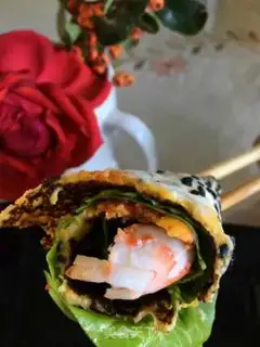 Make Pumpkin pancakes, shrimp rolls step 22